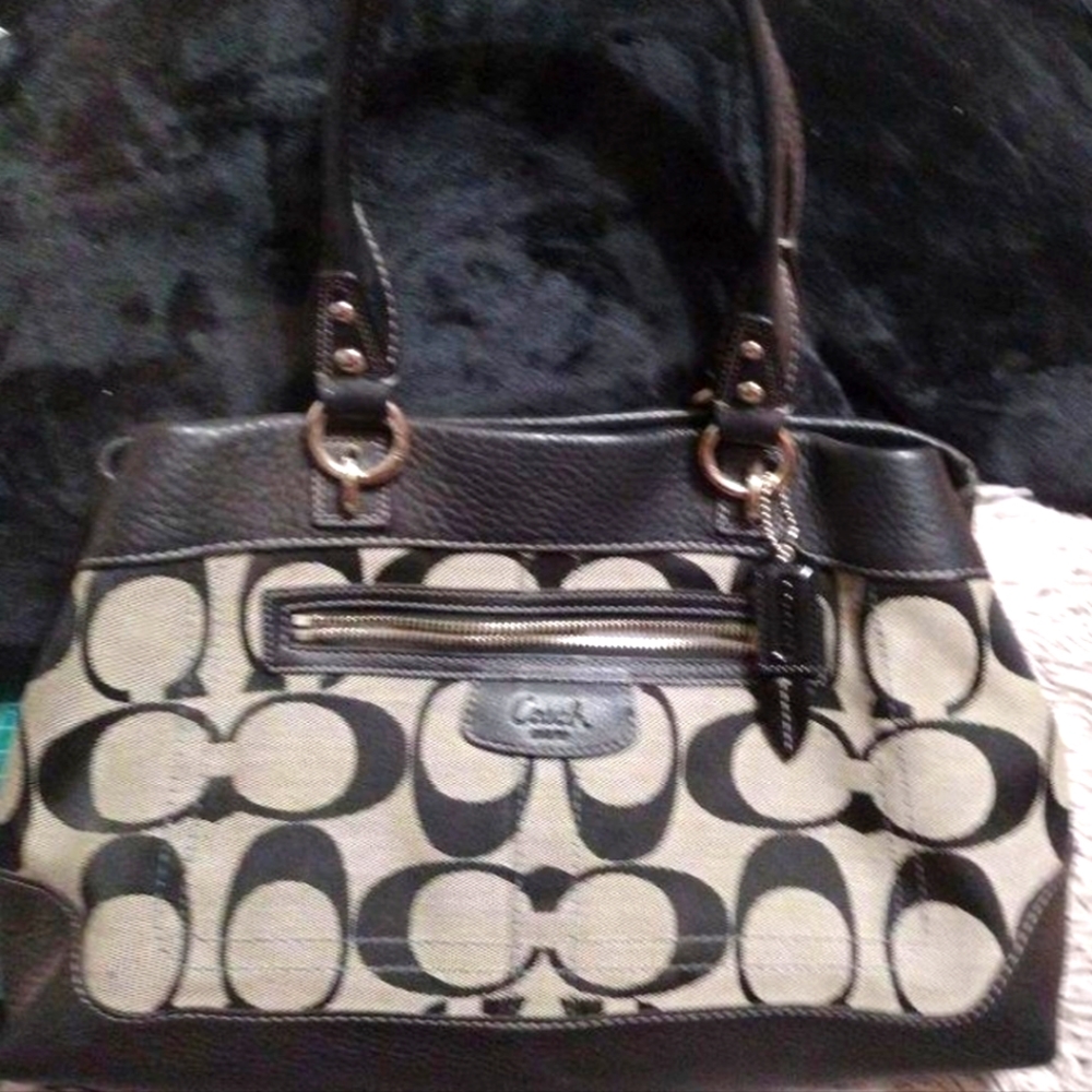 Coach Satchel: Signature Black Canvas & Leather